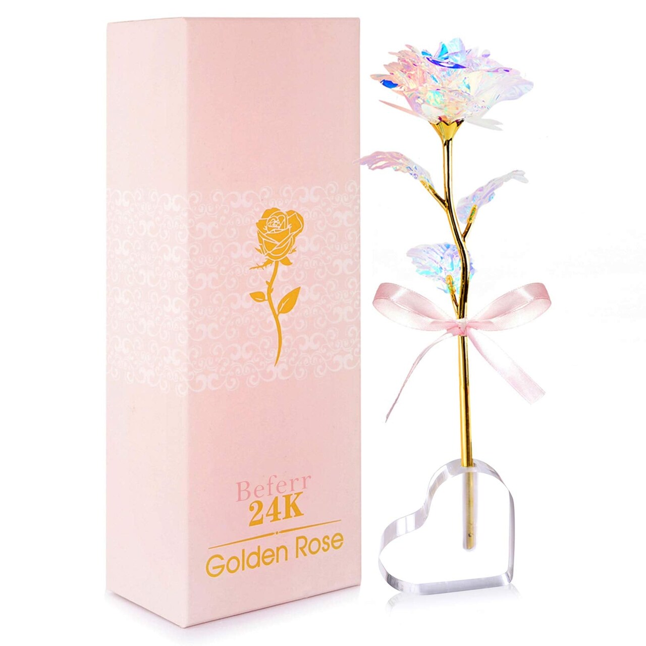 Mothers Day Mom Gifts for Women Grandma, Artificial Forever Birthday Flowers Galaxy Glass Eternal Roses with Heart Shaped Crystal Vase, Mother's Day Anniversary Wedding Rose Gifts for Wife Sister